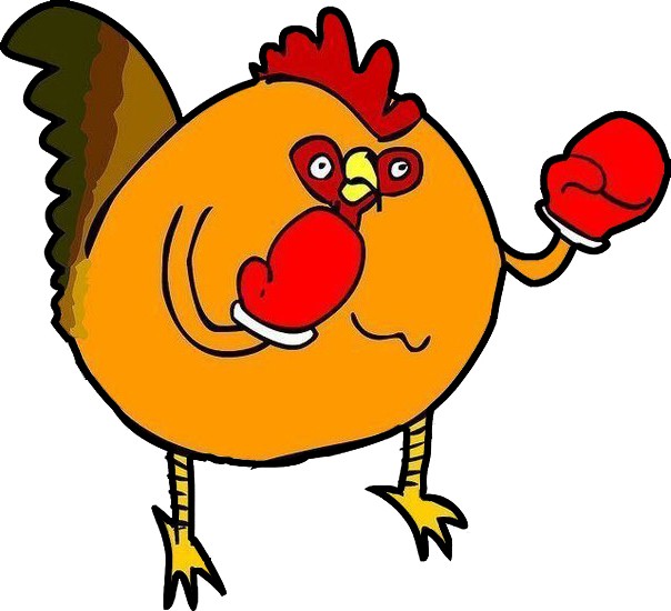 Create meme: rooster in gloves, angry chicken, rooster 