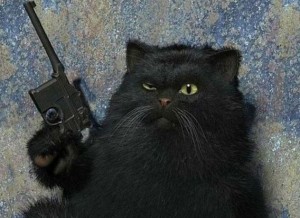 Создать мем: кот бегемот с пистолетом кадры из фильма, кот бегемот с пистолетом, кот бегемот мастер и маргарита