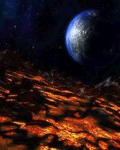 Create meme: pictures of the space, a planet covered in lava, green magma planet