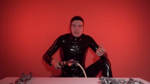 Create meme: latex suit, woman