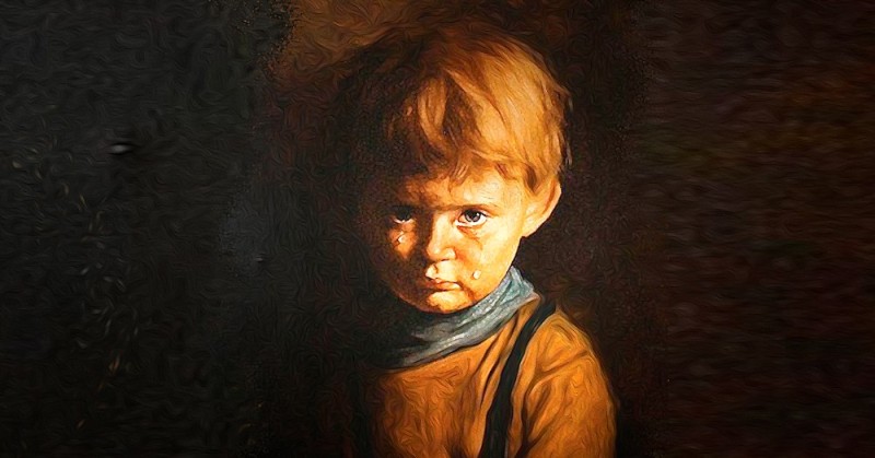 Create meme: Giovanni Bragolin The Crying Boy, the crying boy, The damned painting