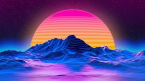 Create meme: retrouve the sun, neon sunset