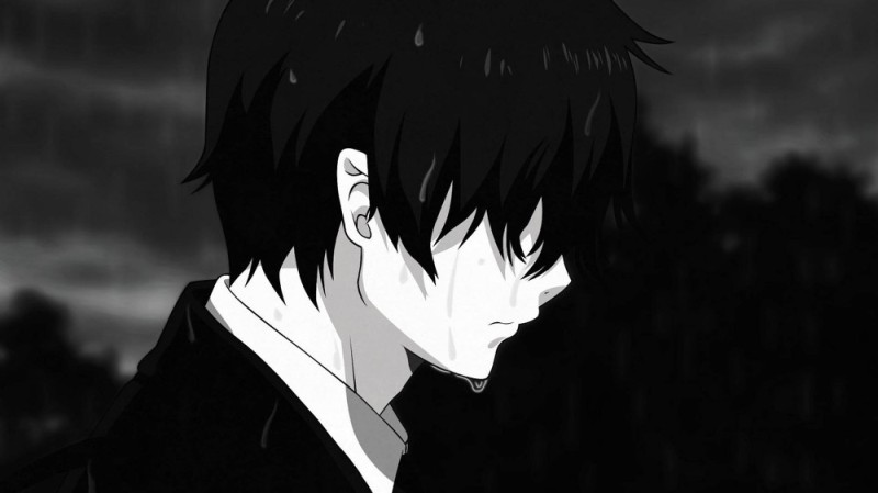 Create meme: figure , sad anime guy, Rin okumura is sad