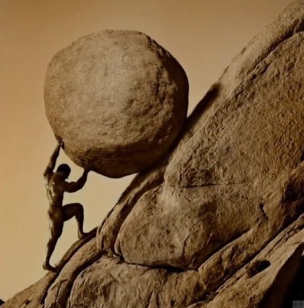 Create meme: willpower, the strength of the human will, Sisyphus