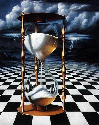 Create meme: The hourglass painting, Salvador Dali chess surrealism, hourglass art