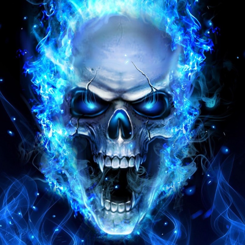 Создать мем: крутые черепа, череп, синий огненный череп