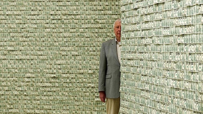 Create meme: a wall of money, borrow money, a lot of money