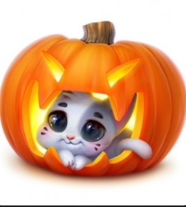 Создать мем: милые животные, хэллоуин кот, кошка хэллоуин арт