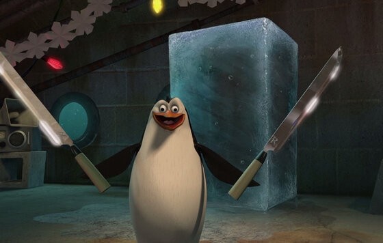 Create meme: penguin from Madagascar, penguins from madagascar rico with knives, penguin rico