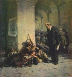 Создать мем: человек живопись, октябрьская революция в живописи, ленин в 1917 году
