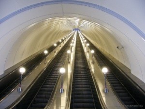 Create meme: the escalator in the metro, metro Paveletskaya escalator, station Park Pobedy escalator