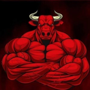 Create meme: bodybuilder, muscular bull