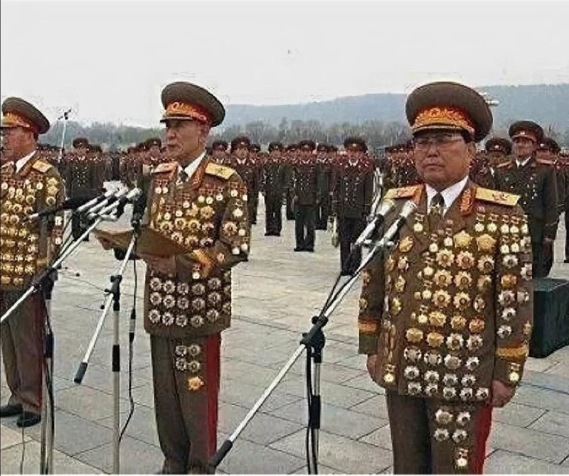 Create meme: north korean generals in orders, North Korean generals in medals, Korean generals in orders