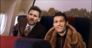Create meme: bring us some vodka, we're going home, Messi and Ronaldo, boy, bring us some vodka we