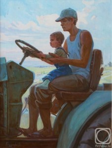 Create meme: Soviet tractor pictures, paintings realism, Celina Soviet painting