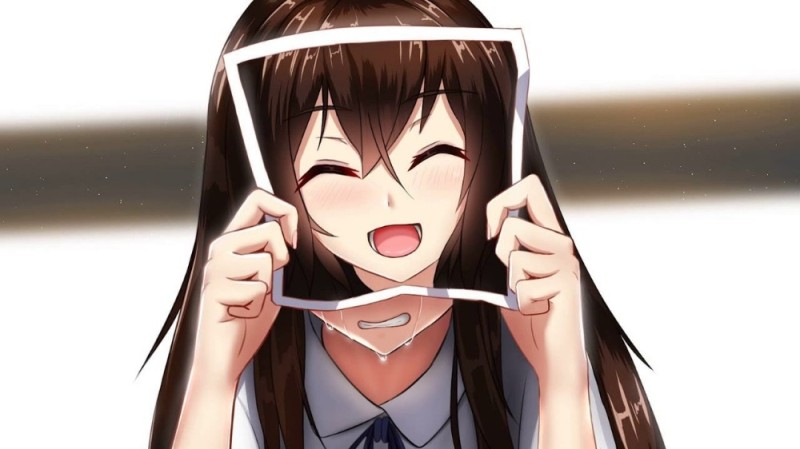 Создать мем: аниме девушка плачет и улыбается, грустная аниме тян, аниме плачет и улыбается