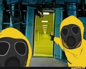 Create meme: hazmat, people