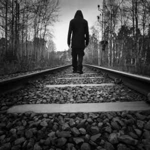 Create meme: soul boy photos, sad, the passing silhouette of a man, Man on the tracks
