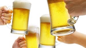 Create meme: 4 mugs of beer, glass of beer in hand, beer