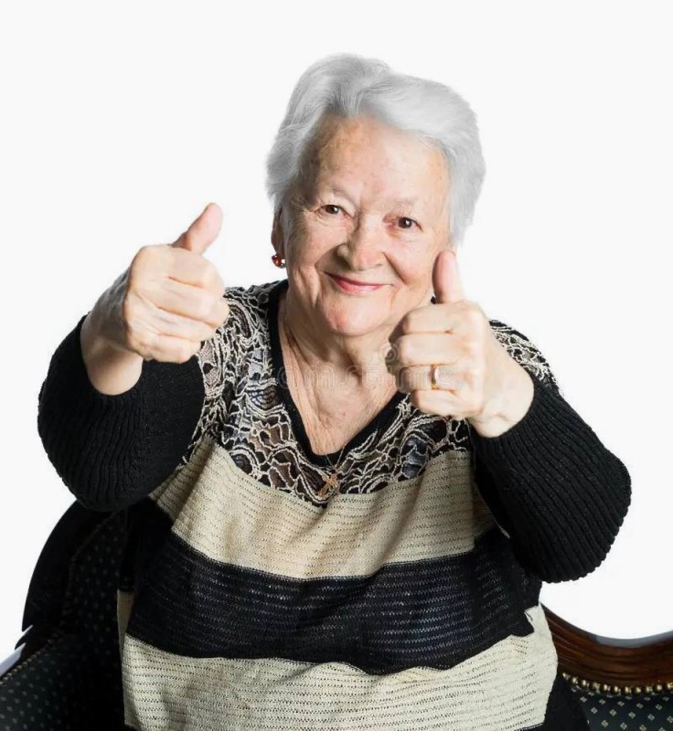 Создать мем: женщина, старушка показывает класс, бабушка на белом фоне