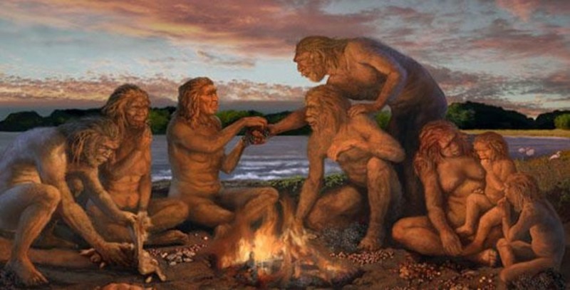 Создать мем: группа неандертальцев, древние люди, древний человек