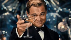 Create meme: DiCaprio raises a glass, Leonardo DiCaprio the great Gatsby, DiCaprio Gatsby
