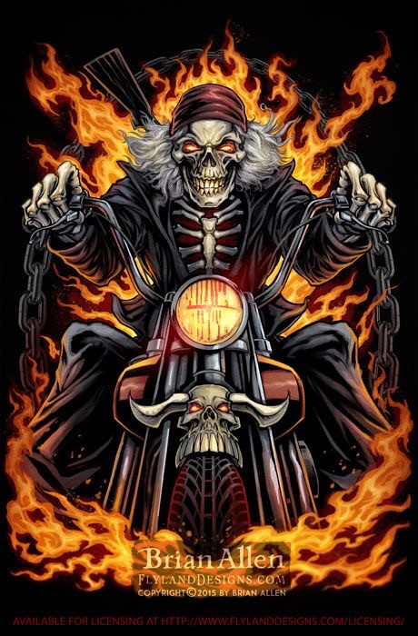 Создать мем: skeleton rider, скелет байкер, призрачный гонщик