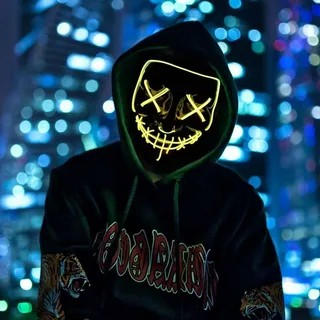 Create meme: Cool guys in neon masks, Mask anonymus Doomsday night, neon mask purge