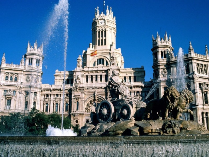 Create meme: capital of spain, Sibeles Fountain in Madrid, Cibeles Palace in Madrid