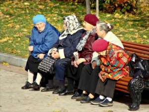 Create meme: entrance, probably, grandmother on the bench