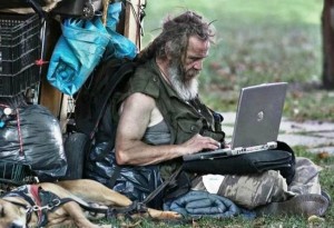 Create meme: people homeless, homeless with laptop, people