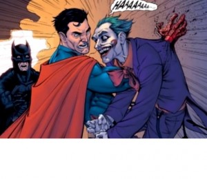 Создать мем: бэтмен против супермена: на заре справедливости, бэтмен против джокера, супермен убивает джокера мультфильм