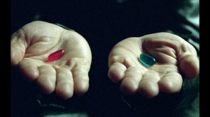 Create meme: red and blue pill matrix, Morpheus pills, red pill