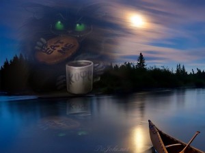 Создать мем: ночная река, закат озеро, ночное