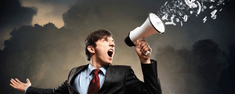 Create meme: the man with the megaphone, public speaking skills , shouted a shout