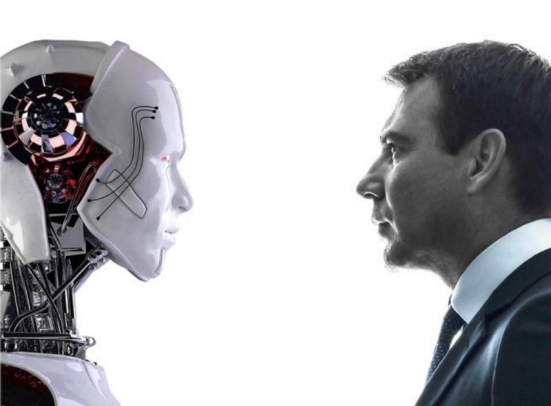 Create meme: man vs robot, trading robot, robot 