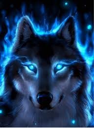Создать мем: голубой волк в реальности, блестящий волк, неоновый волк голубой