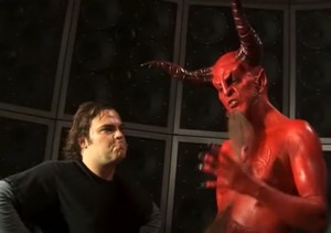 Создать мем: человек, сатана, ад дьявол