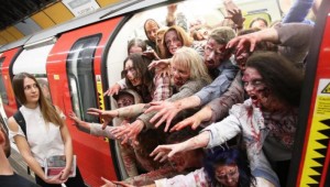 Create meme: zombie Japanese, a crowd of zombies in the subway, zombie people