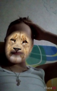 Create meme: lion mutation, a lion face painting, Grimm animals on the face