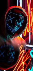 Create meme: mask hood neon, neon mask