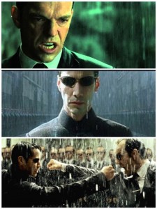 Create meme: agent smith, neo in the matrix, neo