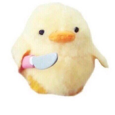 Create meme: chicken with a knife meme, chicken with a knife, duck with a knife