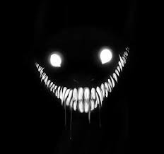Create meme: scary smile on black background