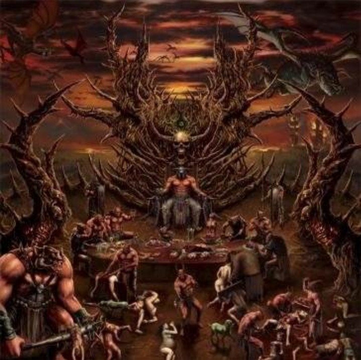 Create meme: pyrexia group, covers of brutal death metal bands, creepy art