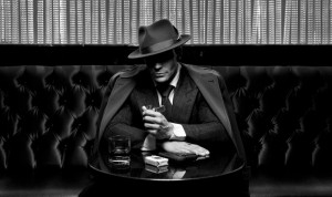 Create meme: a man in a hat with a cigar, private detective