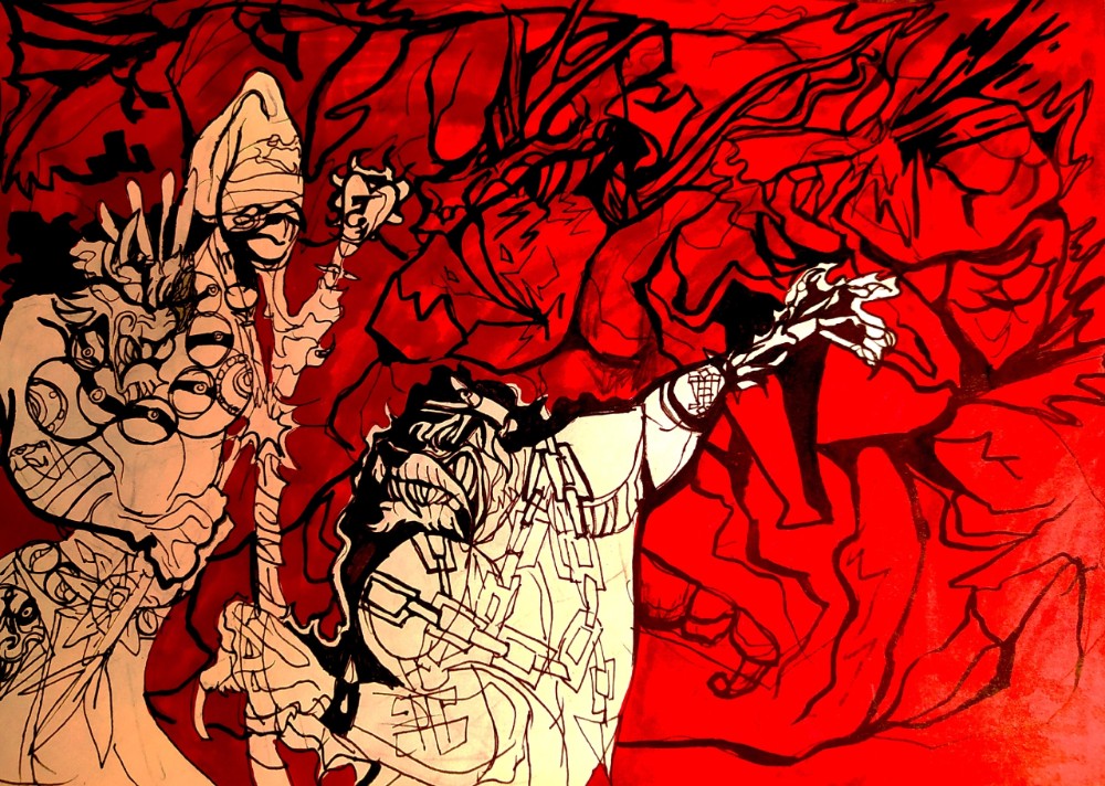Create meme: The Hellboy comic, darkest dungeon game, frankenstein mike mignola
