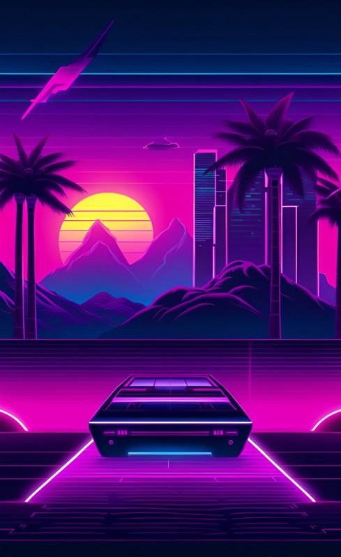 Create meme: retrowave miami, background retrowave, sintav