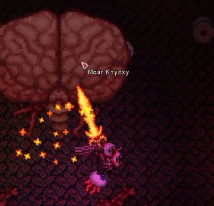 Create meme: The Cthulhu brain terrarium, Tactics of Cthulhu's brain in the terrarium, Terraria boss is the brain of Cthulhu