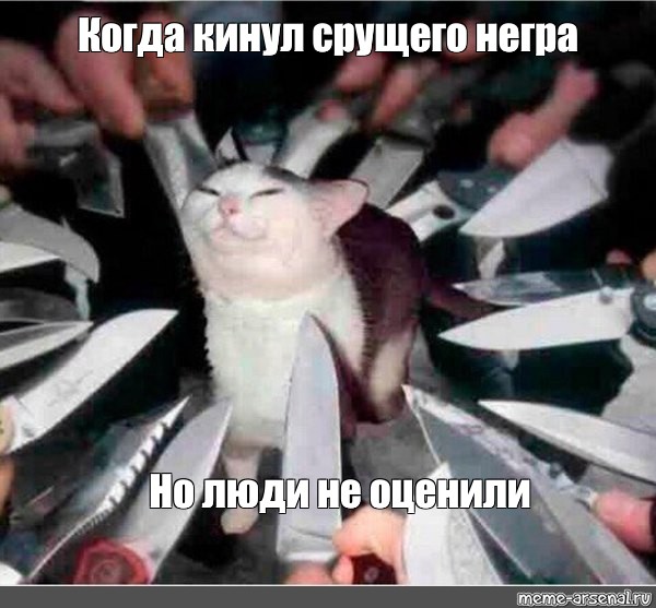Держи кидай. Кот с ножом Мем. Кот с ножами вокруг. Половина кота с ножом Мем.